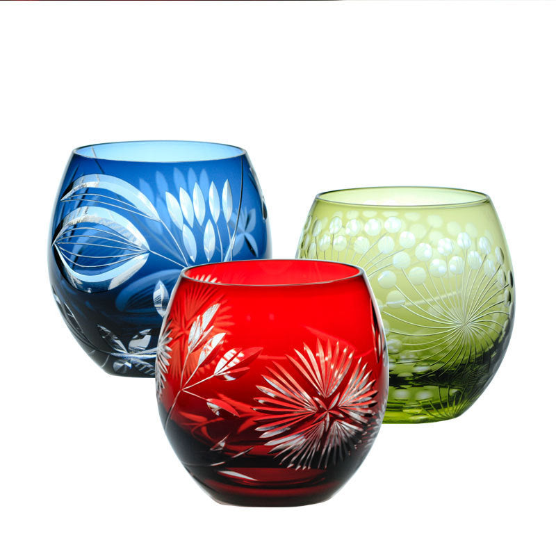 Edo Kiriko Red Blue Green Crystal Glass