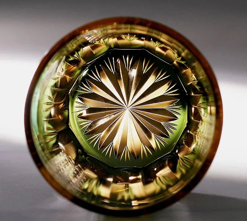 Edo Kiriko Peacock Crystal Glass